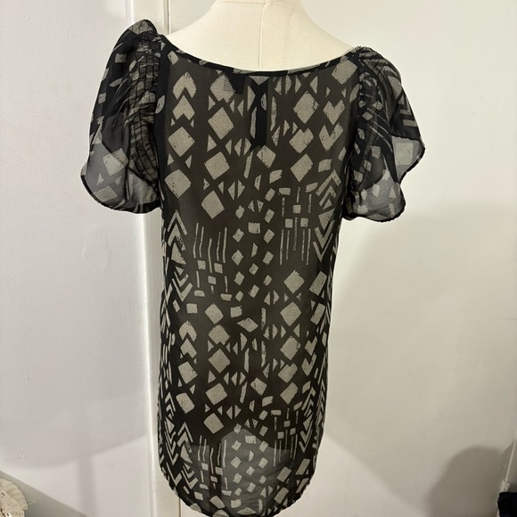 Sheer Black Beige Whimsigoth Blouse Sz S Fairy Witchy - Picture 4 of 8